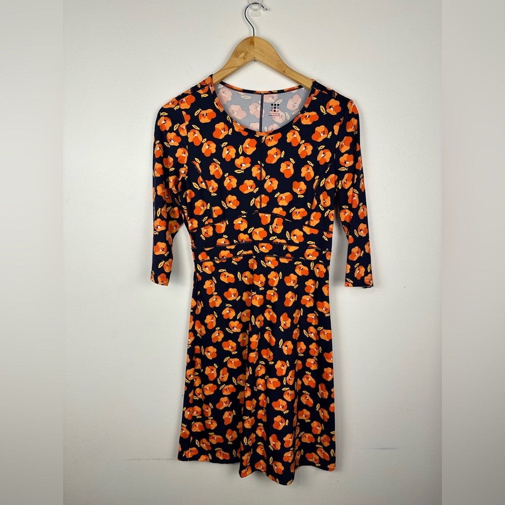Title‎ Nine Dream 3/4 Sleeve Orange Floral Athletic Mini Dress Women’s Sz S